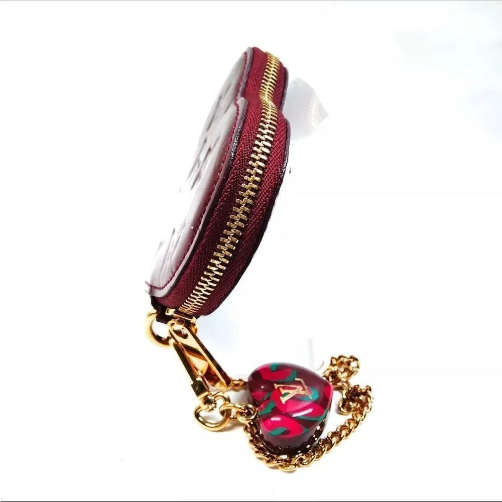 Auth Louis Vuitton Monogram Vernis Coeur Heart Coin Purse Pomme D'Amour